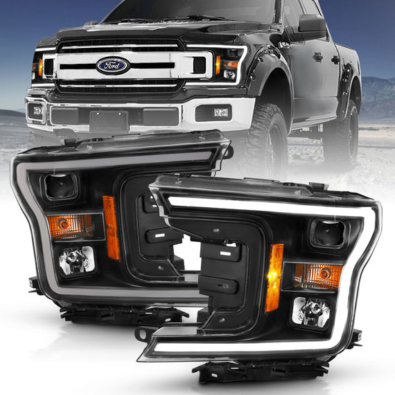 Anzo For 18-19 Ford F-150 Projector Plank Style Headlights Clear Black - 111467 111467
