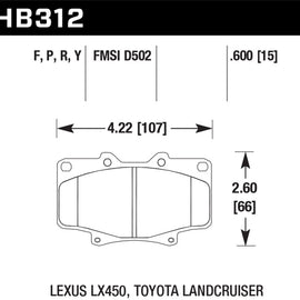 Hawk Super Duty Front Brake Pads For 91-97 Land Cruiser/ Lexus LX450 #HB312P.591 HB312P.591