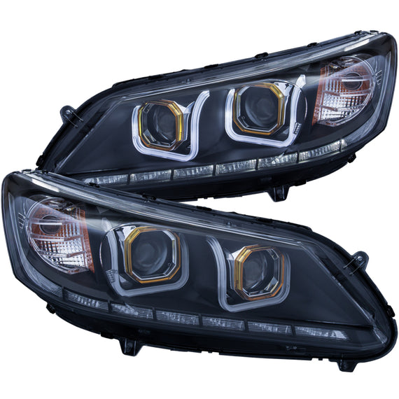 Anzo 121492 Headlight For 2013-15 Honda Accord Sedan Black Housing With Bulb 2Pc 121492
