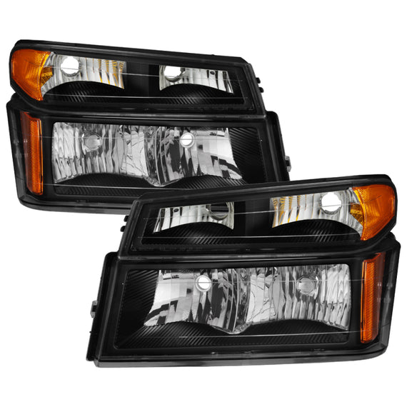 xTune Chevy Colorado 04-12 OEM Headlights w/ Bumper Lights Black HD-JH-CCOL04-SET-BK 9032110