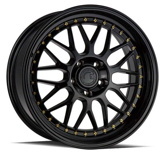 Aodhan AH02 18x8.5 5x114.3 35.0 73.1 Gloss Black ( Gold Rivet) Wheel/Rim AH021885511435GB