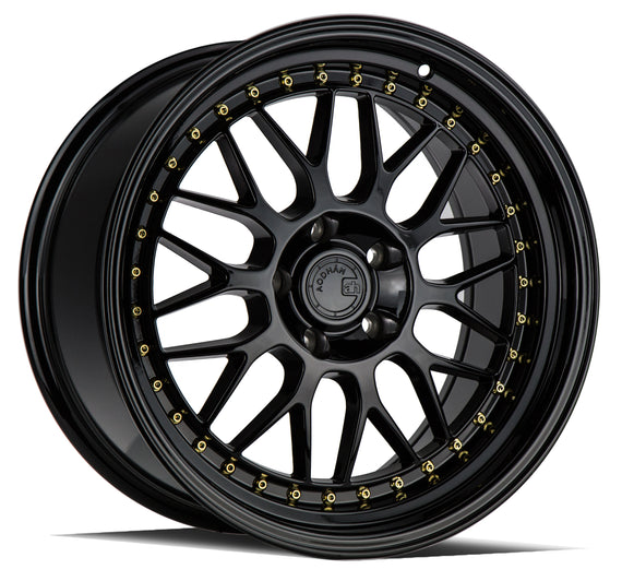 Aodhan AH02 18x9.5 5x114.3 30.0 73.1 Gloss Black ( Gold Rivet) Wheel/Rim AH021895511430GB