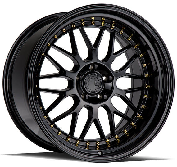 Aodhan AH02 19x11 5x114.3 15.0 73.1 Gloss Black ( Gold Rivet) Wheel/Rim AH021911511415GB