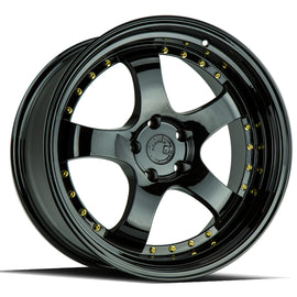 Aodhan AH03 18x10.5 5x114.3 25 73.1 Full Golss Black ( Gold Rivet) Wheel/Rim AH03181055114325FB