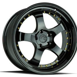 Aodhan AH03 19x11 5x114.3 22.0 73.1 Gloss Black W /Gold Rivets Wheel/Rim AH0319115114322FB