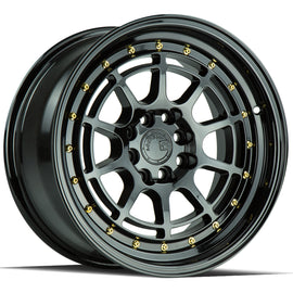 Aodhan AH04 16x8 4x100/114.3 15 73.1 Full Gloss Black ( Gold Rivet) Wheel/Rim AH0416804100114315FB