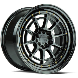 Aodhan AH04 17x9 5x100/114.3 25 73.1 Full Gloss Black ( Gold Rivet) Wheel/Rim AH0417905100114325FB
