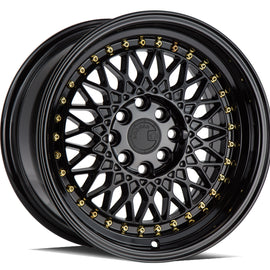 Aodhan AH05 15x8 4x100/114.3 20.0 73.1 Gloss Black W /Gold Rivets Wheel/Rim AH0515804100114320FB