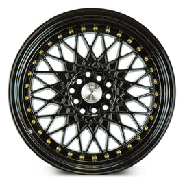 Aodhan AH05 17x9 4x100/114.3 +25 cb73.1 Full Gloss Black ( Gold Rivet) Wheel/Rim AH0517904100114325FB