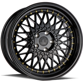Aodhan AH05 18x9.5 5x114.3 35.0 73.1 Gloss Black W /Gold Rivets Wheel/Rim AH0518955114335FB