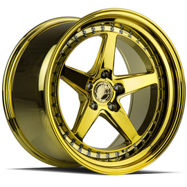Aodhan DS05 18x10.5 5x114.3 15 73.1 Gold Vacuum w/ Chrome Rivets Wheel/Rim DS518105511415VG