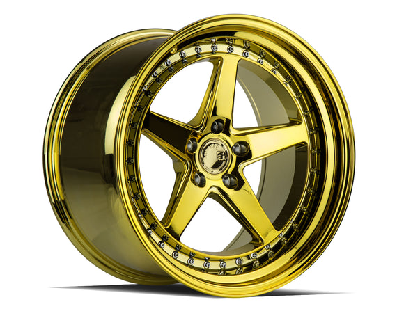Aodhan DS05 18x10.5 5x114.3 15 73.1 Gold Vacuum w/ Chrome Rivets Wheel/Rim DS518105511415VG