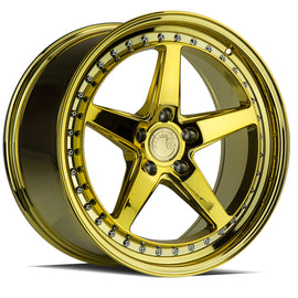 Aodhan DS05 18x8.5 5x100 35 73.1 Gold Vacuum w/ Chrome Rivets Wheel/Rim DS51885510035VG
