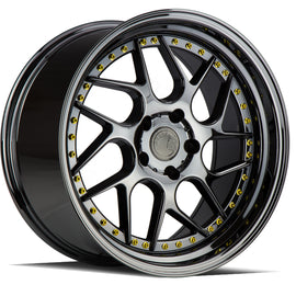 Aodhan DS01 18x10.5 5x114.3 15.0 73.1 Black Vacuum w/ Gold Rivets Wheel/Rim DS1181055114315VB