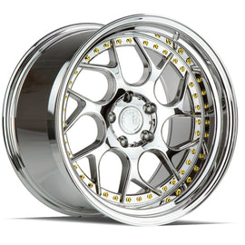 Aodhan DS01 18x10.5 5x114.3 15.0 73.1 Vacuum Chrome w/ Gold Rivets Wheel/Rim DS1181055114315VC