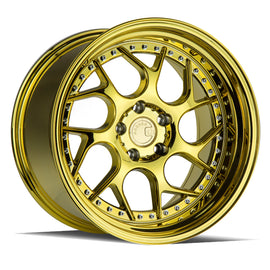 Aodhan DS01 18x10.5 5x114.3 15 73.1 Gold Vacuum W/ Chrome Rivets Wheel/Rim DS1181055114315VG