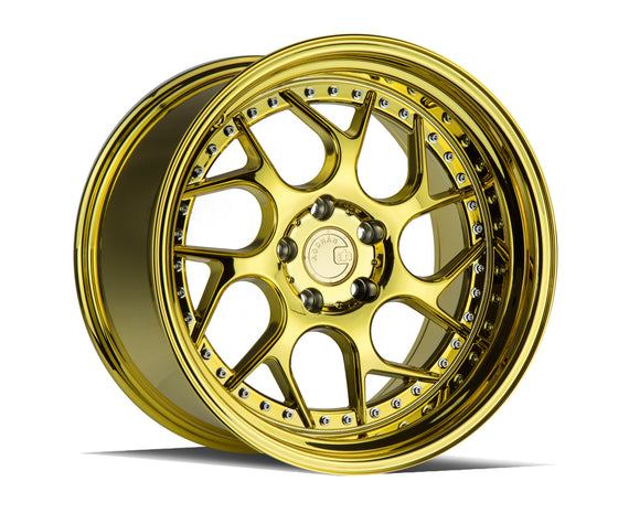 Aodhan DS01 18x10.5 5x120 25 72.6 Gold Vacuum W/ Chrome Rivets Wheel/Rim DS118105512025VG