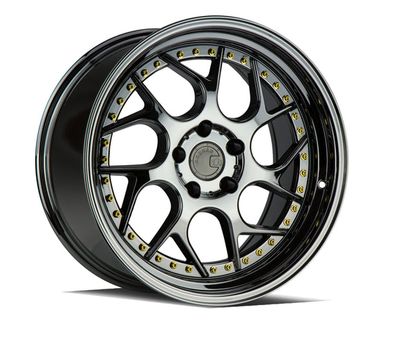 Aodhan DS01 18x8.5 5x100 35.0 73.1 Black Vacuum w/ Gold Rivets Wheel/Rim DS11885510035VB