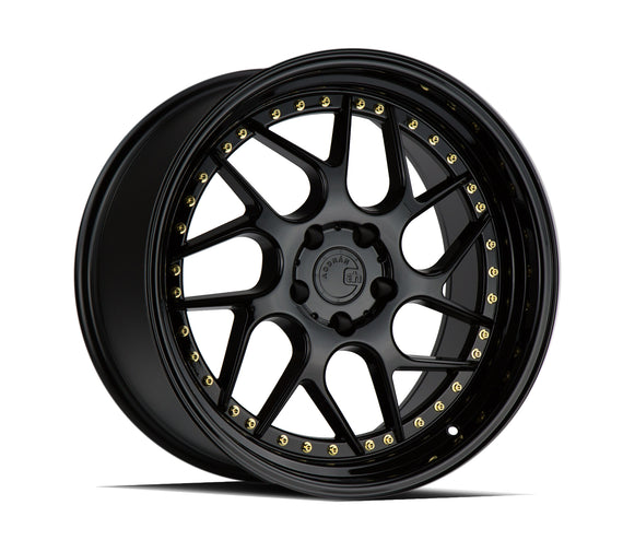 Aodhan DS01 18x8.5 5x114.3 35.0 73.1 Gloss Black W /Gold Rivets Wheel/Rim DS118855114335GBGR