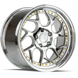 Aodhan DS01 18x8.5 5x100 35.0 73.1 Vacuum Chrome w/ Gold Rivets Wheel/Rim DS11885510035VC