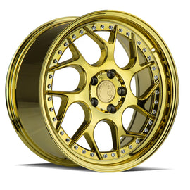 Aodhan DS01 18x8.5 5x100 35 73.1 Gold Vacuum W/ Chrome Rivets Wheel/Rim DS11885510035VG