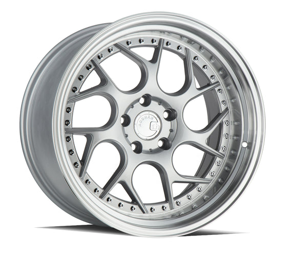 Aodhan DS01 18x9.5 5x114.3 22.0 73.1 Silver Machined Lip w/Chrome Rivets Wheel/R DS118955114322SML