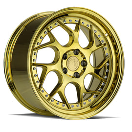 Aodhan DS01 18x9.5 5x120 25 72.6 Gold Vacuum W/ Chrome Rivets Wheel/Rim DS11895512025VG