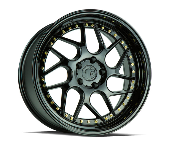 Aodhan DS01 19x9.5 5x114.3 22.0 73.1 Gloss Black W /Gold Rivets Wheel/Rim DS119955114322GBGR