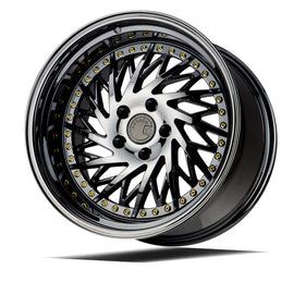 Aodhan DS03 (Driver Side) 18x10.5 5x114.3 22.0 73.1 Black Vacuum w/ Gold Rivets DS3181055114322VB_D