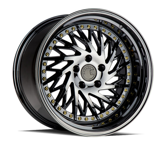 Aodhan DS03 (Passenger Side) 18x10.5 5x114.3 22.0 73.1 Black Vacuum w/ Gold Rive DS3181055114322VB_P