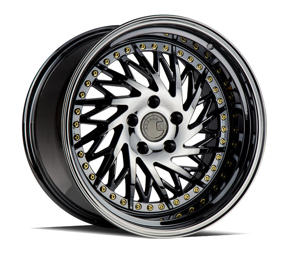 Aodhan DS03 (Passenger Side) 18x10.5 5x114.3 15.0 73.1 Black Vacuum w/ Gold Rive DS3181055114315VB_P