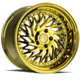 Aodhan DS03 (Driver Side) 18x10.5 5x114.3 22.0 73.1 Gold Vacuum w/ Chrome Rivets DS3181055114322VG_D