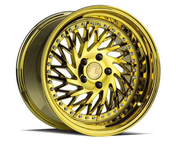 Aodhan DS03 (Driver Side) 18x10.5 5x114.3 22.0 73.1 Gold Vacuum w/ Chrome Rivets DS3181055114322VG_D