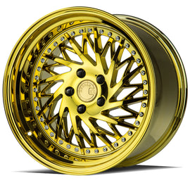 Aodhan DS03 (Passenger Side) 18x10.5 5x114.3 15.0 73.1 Gold Vacuum w/ Chrome Riv DS3181055114315VG_P