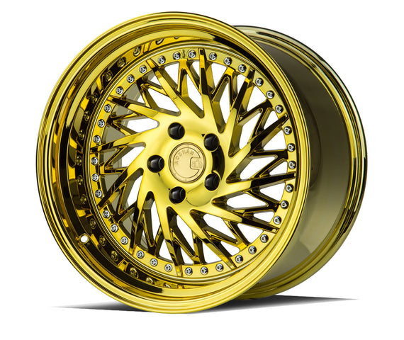 Aodhan DS03 (Passenger Side) 18x10.5 5x114.3 22.0 73.1 Gold Vacuum w/ Chrome Riv DS3181055114322VG_P