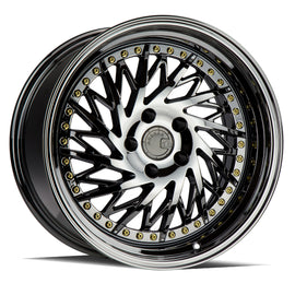 Aodhan DS03 (Driver Side) 18x9.5 5x114.3 22.0 73.1 Black Vacuum w/ Gold Rivets W DS318955114322VB_D