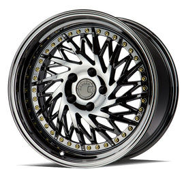 Aodhan DS03 (Passenger Side) 18x9.5 5x100 35.0 73.1 Black Vacuum w/ Gold Rivets DS31895510035VB_P