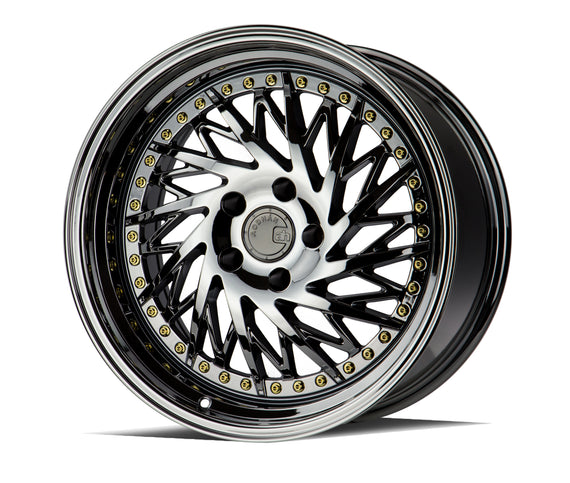Aodhan DS03 (Passenger Side) 18x9.5 5x114.3 22.0 73.1 Black Vacuum w/ Gold Rivet DS318955114322VB_P