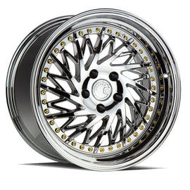 Aodhan DS03 (Driver Side) 18x9.5 5x100 35.0 73.1 Vacuum Chrome w/Gold Rivets Whe DS31895510035VC_D