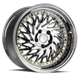 Aodhan DS03 (Driver Side) 18x9.5 5x114.3 15.0 73.1 Vacuum Chrome w/Gold Rivets W DS318955114315VC_D