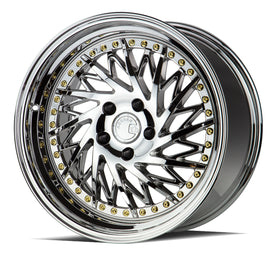 Aodhan DS03 (Passenger Side) 18x9.5 5x114.3 22.0 73.1 Vacuum Chrome w/Gold Rivet DS318955114322VC_P