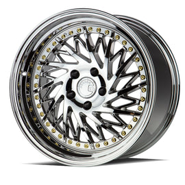 Aodhan DS03 (Passenger Side) 18x9.5 5x100 35.0 73.1 Vacuum Chrome w/Gold Rivets DS31895510035VC_P