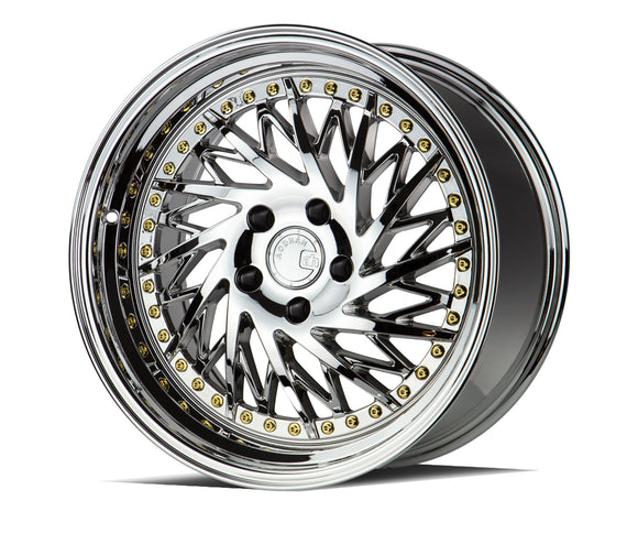 Aodhan DS03 (Passenger Side) 18x9.5 5x114.3 30.0 73.1 Vacuum Chrome w/Gold Rivet DS318955114330VC_P