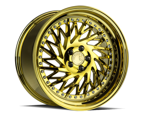 Aodhan DS03 (Driver Side) 18x9.5 5x114.3 30.0 73.1 Gold Vacuum w/ Chrome Rivets DS318955114330VG_D