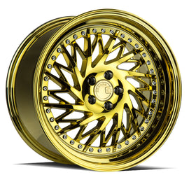 Aodhan DS03 (Driver Side) 18x9.5 5x100 35.0 73.1 Gold Vacuum w/ Chrome Rivets Wh DS31895510035VG_D
