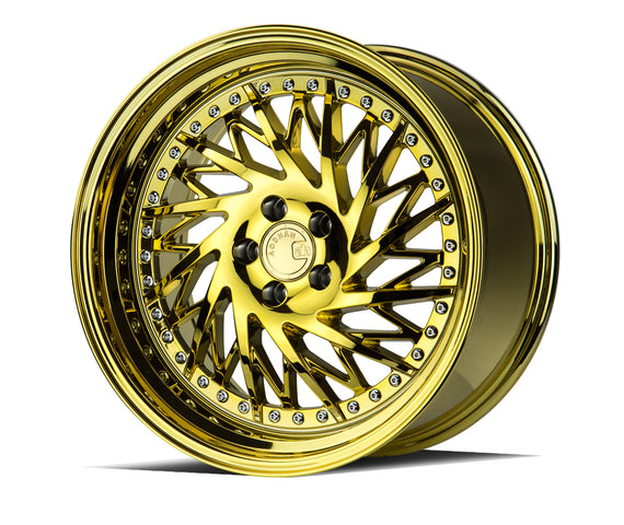Aodhan DS03 (Passenger Side) 18x9.5 5x114.3 22.0 73.1 Gold Vacuum w/ Chrome Rive DS318955114322VG_P
