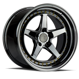 Aodhan DS05 18x10.5 5x114.3 22 73.1 Black Vacuum W /Gold Rivets Wheel/Rim DS518105511422VB
