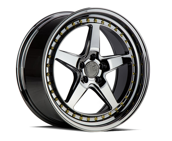 Aodhan DS05 18x8.5 5x100 35 73.1 Black Vacuum W /Gold Rivets Wheel/Rim DS51885510035VB