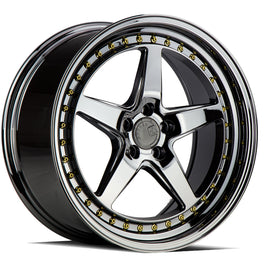 Aodhan DS05 18x8.5 5x114.3 35.0 73.1 Black Vacuum W /Gold Rivets Wheel/Rim DS51885511435VB