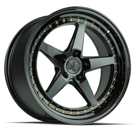 Aodhan DS05 18x8.5 5x114.3 35.0 73.1 Gloss Black W /Gold Rivets Wheel/Rim DS51885511435GB